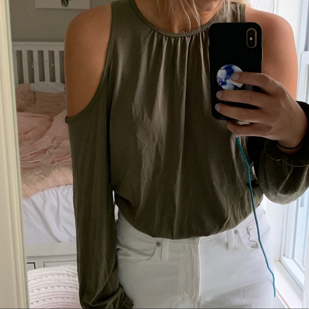A&F Army Green Long Sleeve Blouse